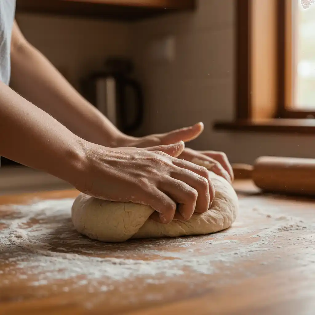 Easy Reka Bread Recipe: A Step-by-Step guide 3 Hands kneading dough for a traditional Reka bread recipe