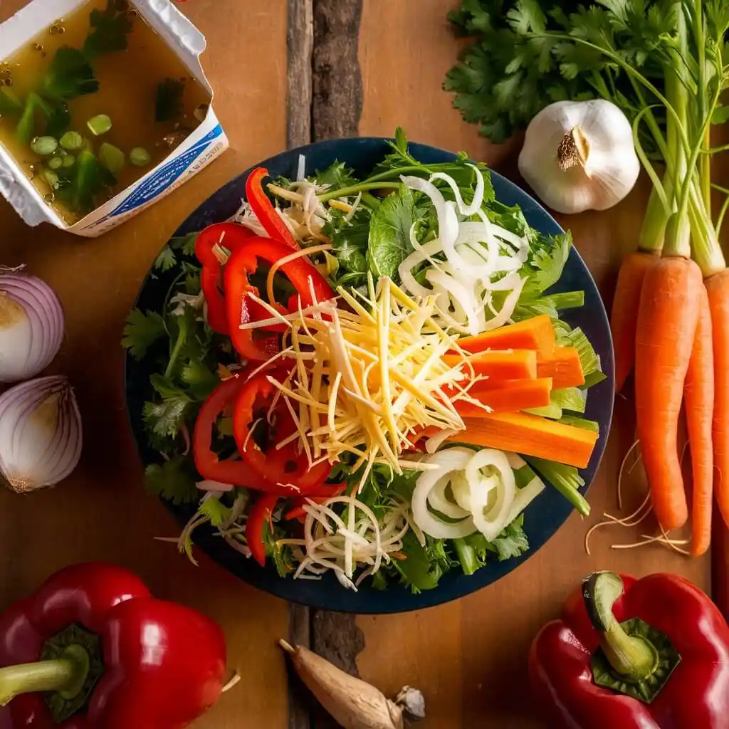 Best Roasted Red Pepper Gouda Soup in 30 Minutes 2 Fresh ingredients for roasted red pepper gouda soup, including red peppers, gouda, and vegetables.